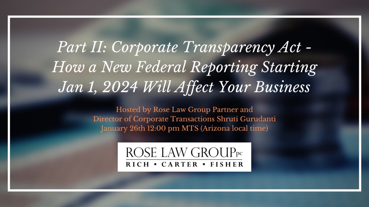 Part II Corporate Transparency Act How this new federal reporting law